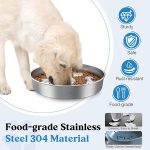 Tigela de Alimentação Lenta em Aço Inoxidável 304, 5 Copos, Tigela de Metal para Ração de Animais com Base Antiderrapante, Tigelas para Cães de Alimentação Lenta - Product Image 4