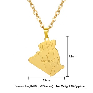 In Magazzino di Vendita Calda di Modo di Alta Qualità Mappa Del Pendente di Figura 18k Gioielli in Oro Bandiera Luna E Stella Paese Algeria simbolo Mappa Della Collana - Product Image 2