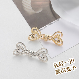 Boutons métalliques en forme de cœur pour cintrer la taille, sans clous ni couture, ajustement de la taille, élégants et réglables - Product Image 5