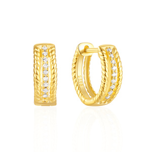 Pendientes de Aro Trenzados de Plata de Ley S925 CANNER, Joyería Chapada en Oro de 18K con Circonitas, Pendientes de Aro Gruesos Trenzados para Mujer - Product Image 1