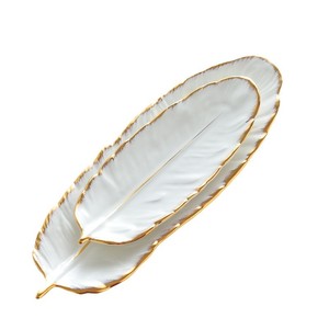 Stoviglie in Ceramica di Lusso Leggero con Bordo Dorato, Design Moderno Minimalista a Foglia di Smeraldo, per Bistecche/Pesce/Foglia di Banana/Dessert/Gioielli - Product Image 5