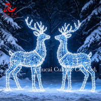 Lumière LED personnalisable en forme de renne 3D en fer, étanche pour l'extérieur, idéale pour la remise des diplômes, Thanksgiving, Noël, sculpture pour jardin et cour.