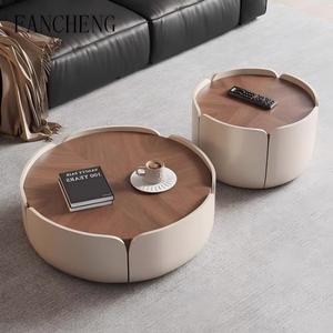 New Style Flower-patterned Coffee <strong>Table</strong> Round <strong>Clear</strong> <strong>Table</strong> Nordic Round Walnut Top Coffee <strong>Table</strong> Wood for Living Room Furniture - Product Image 3