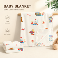 Manta de Bebé de Algodón 100% de 40 Hilos y 200TC, de Una Sola Capa, Tejido Abierto, 85x85cm, con Estampado de Dibujos Animados, Personalizada, Venta al Por Mayor de Fábrica, OEM ODM