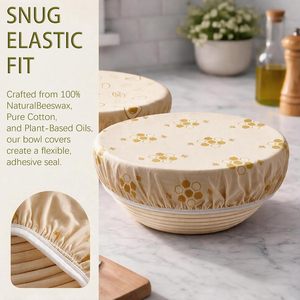 Custom Design 10/12 Inch Beeswax Sourdough Bowl Covers Reusable Organic Elastic Cover for Sourdough Bread Proofing - Product Image 3