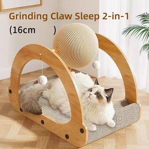 Rascador de gato de papel corrugado moderno de alta calidad, almohadilla duradera de sisal y yute con bola - Product Image 4