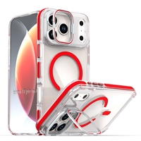 Coque de téléphone magnétique transparente avec béquille, boutons métalliques indépendants, protection antichoc pour iPhone 17 Pro iPhone 16 Pro Max