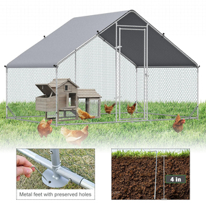 Cage à volailles grande en acier galvanisé, enclos pour poulets 10x19FT avec couverture imperméable verrouillable - Product Image 4