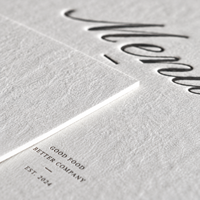 Cartes de menu personnalisées en typographie, menu de mariage en papier texturé gaufré, menu de table de restaurant de luxe pour événements et banquets