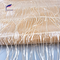 Tissu en maille 100 % polyester écologique de luxe avec broderie de sequins et design à franges pour robes de soirée et de mariage pour femmes et filles