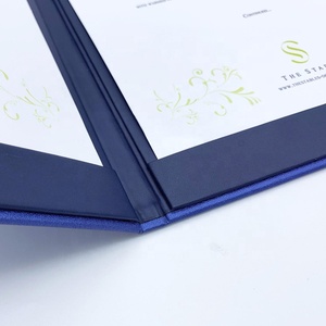 Porte-menu personnalisé en cuir PU bleu marine, format A4/Lettre/Légal, pour restaurants, avec 2 vues, support de menu en cuir - Product Image 5