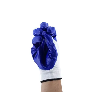 卸売OEM13ゲージポリエステルコーティング作業用手袋ガーデニング工業用作業用ニトリル手袋