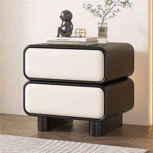 Nuovo Comodino in Legno Massello con Piano in Ardesia, Design Moderno e Semplice, 2 Cassetti Chiudibili a Chiave, Alta Qualità per Appartamenti - Product Image 4