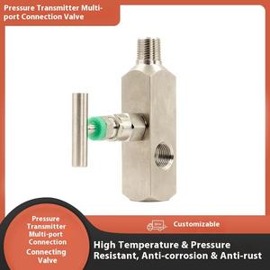 Kalite güvencesi entegre iki valf grubu basınç göstergesi 304316L paslanmaz çelik çok portlu bağlantı basınç verici - Product Image 2