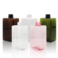 300ml pour bouteille de pompe en plastique PETG vert carré transparent avec couvercle à vis noir blanc pour shampooing Lotion sérum de soin de la peau