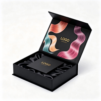 Boîte à perruques de luxe avec doublure en satin, logo personnalisé, taille personnalisée, boîte en carton en forme de livre, fermeture magnétique, emballage pour extensions de cheveux, boîte cadeau en papier