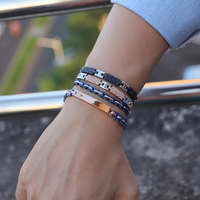 Bracelet ajustable personnalisé en acier inoxydable pour homme avec breloque italienne en zircon et chaîne en métal – Bijou de mode