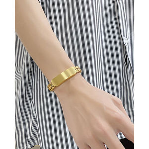 Mode luxe or argent noir plaqué acier inoxydable cubain <span class=keywords><strong>gourmette</strong></span> lien chaîne fermoir magnétique pour hommes Bracelet & Bracelets - Product Image 6