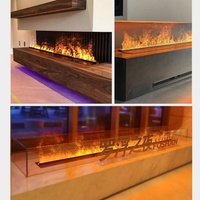 Cheminée à brume 3D entièrement automatique avec remplissage d'eau et raccordement aux conduites : Humidificateur décoratif à flamme simulée ultra-plat intégré