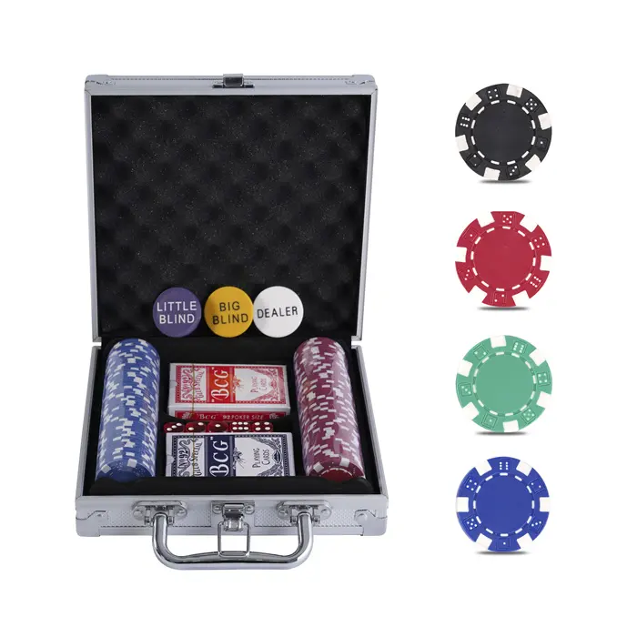 Custom poker chips mini poker set 100/200/300sets with play cards in aluminum case