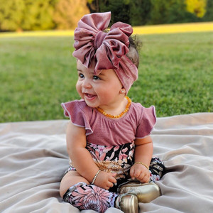 Go Party neonato bambino fascia in velluto <span class=keywords><strong>fiocco</strong></span> per <span class=keywords><strong>capelli</strong></span> Over size Floppy Bow Baby turbante Headwrap bambini ragazze accessori per <span class=keywords><strong>capelli</strong></span> - Product Image 3