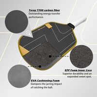 Raket Pickleball ERA Power Elongated dengan Permukaan Serat Karbon T700 & Inti Busa EPP 16mm, Disetujui USAPA untuk Daya & Kontrol