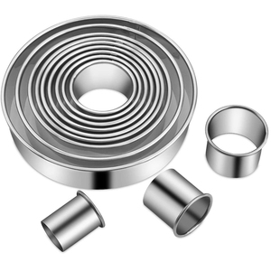 12 pièces en acier inoxydable cuisson pâtisserie coupe-pâte Mousse anneau moules forme ronde coupe cercle Cookie moules ensemble - Product Image 4