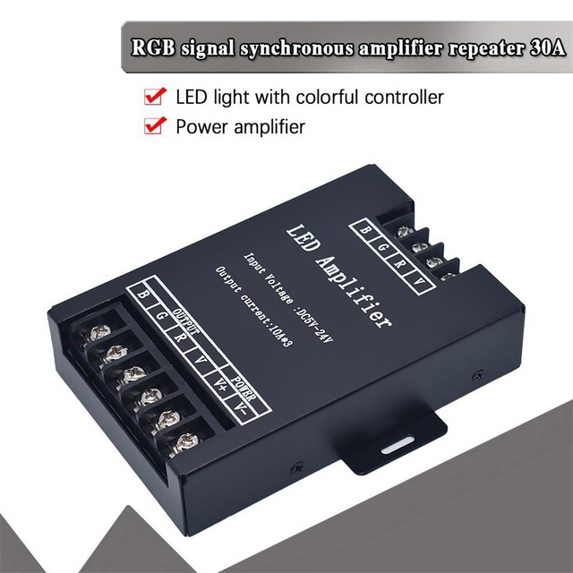 RGB Led Amplifier DC5V 12V 24V Iron shell 360W 30A Amplifier Controller Signal Repeater 360W for 3528 /5050 RGB LED Strip