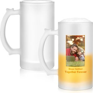 16OZ Frosted Clear Beer <strong>Mugs</strong> Wholesale 450ml <strong>Large</strong> Custom Logo Glass Beer <strong>Mugs</strong> With Handle - Product Image 2