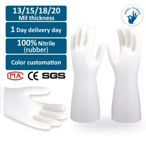 factory direct sale 13mil high quality sample free cheap white colorchemical resistant Nitrile safety gloves