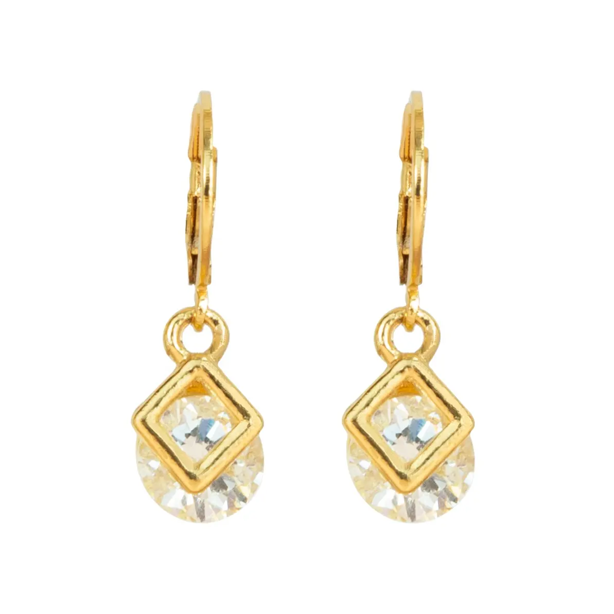 18K vàng mạ Ấn Độ Bông tai vuông Mặt dây chuyền Zircon dangling Earring sets đối với phụ nữ trang sức bán buôn nhà máy tùy chỉnh