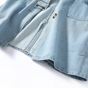 Cappotto Lungo in Denim <span class=keywords><strong>Azzurro</strong></span> di Alta Qualità per <span class=keywords><strong>Donna</strong></span>, Nuova Moda con Cintura, Produzione di Fabbrica - Product Image 6