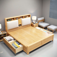 Lits en bois avec rangement, design luxueux et silencieux, certifiés qualité, avec tête de lit rembourrée en cuir