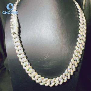 Cadena de eslabones cubanos de plata de ley 925 con diamantes de moissanita VVS de 15 mm, estilo hip hop, joyería de moda. - Product Image 4
