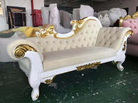 Canapé Trône de Reine Alice en Bois Massif Doré Style Baroque pour Salon de Beauté, Mariage, avec Mousse Haute Densité, pour Usage Commercial et Salon