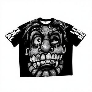 เสื้อผ้าสตรีทแวร์สไตล์วินเทจทรงหลวมแบบลำลองถักทอพิมพ์ลายแบบเต็มตัวด้วยเทคนิคการพิมพ์แบบรีดร้อนผ้าฝ้ายแท้ 100% - Product Image 1