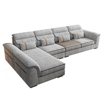Canapé d'angle en forme de L en éponge haute densité, option multicolore, tissu chenille, ensemble modulable minimaliste avec chaise longue pour salon
