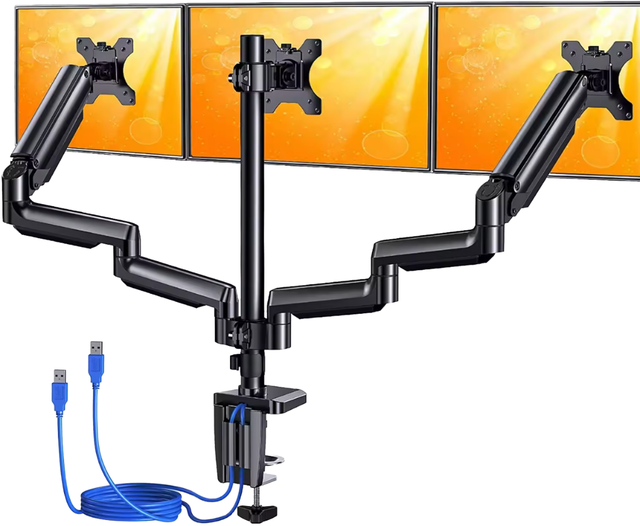 Dual Monitor Mount Gas Spring Aluminum Alloy Stand with 45 Tilt for 13" Monitors Holds 22lbs in Stock