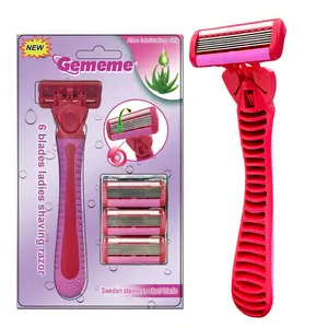 Gememe G-K603L女性身体剃须刀流行热卖剃须刀六片可更换面部剃须刀手臂下比基尼清洁