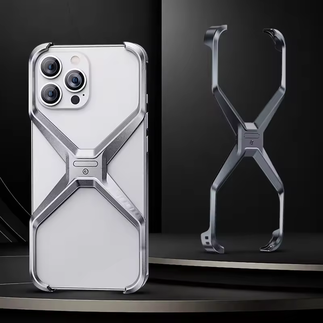 Metal Rimless Aluminum Removable Heat Dissipation Alloy Bumper Shockproof Back Cover Phone Case for iPhone 17 16 14 15 Pro Max