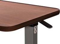Table de lit d'hôpital moderne réglable en métal et bois sur roulettes avec porte-gobelet et bureau pour ordinateur portable pour patients