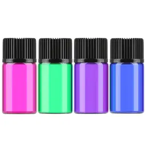 BYPE BY PERFUME Frascos de vidrio de aceite esencial vacíos 1mL 2ml 3ml 5ml Mini botellas de muestra de perfume de vidrio verde rosa con tapón interno