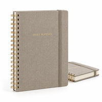 Planificateur personnalisé à couverture rigide avec reliure spirale, organisateur quotidien et hebdomadaire avec logo en feuille d'or, OEM