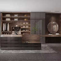Système de rangement moderne pour vêtements, armoire sur mesure pour chambre à coucher, dressing en bois avec table