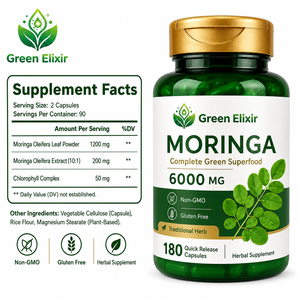 Élixir Vert <span class=keywords><strong>Moringa</strong></span> 180 Capsules - Sans OGM, Sans Gluten, Compléments Antioxydants 1-2 par Jour pour Adultes (à l'exception des Femmes Enceintes) - Product Image 3