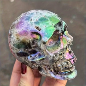 Calaveras de Esferalita Natural Talladas a Mano con Cristales Druzy para Regalo, Venta al Por Mayor - Product Image 2