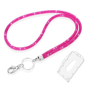 Cross-border diamond-encrusted mobile phone lanyard with name <b>tag</b>, <b>ID</b> card holder, double-sided transparent dual-use card - Product Image 2