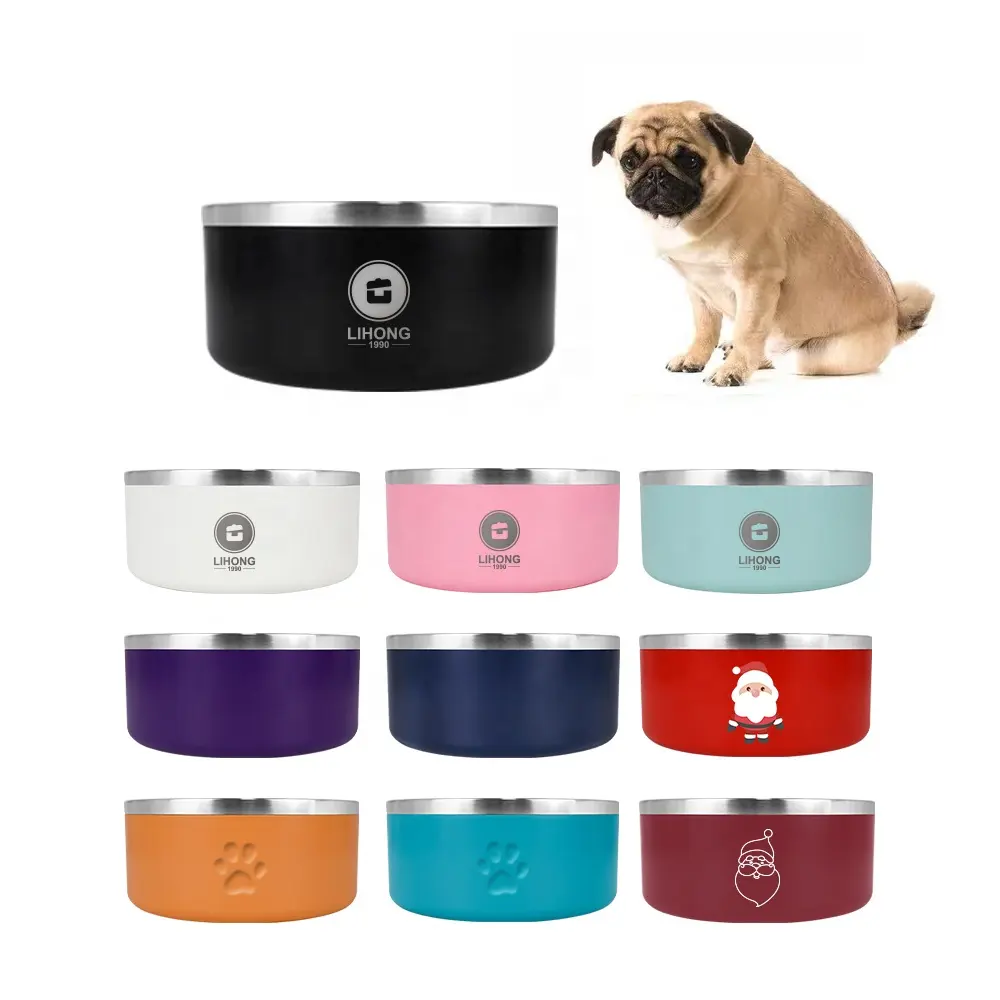 Wholesale Low Price High Quality 32oz 64oz Double Wall Insulated Stainless Steel Powder Coated Dog pet Bowl