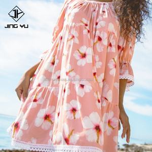 Robe modeste à imprimé hawaïen, tissu à imprimé floral hawaïen, vêtements hawaïens, design d'été pour femmes, robe décontractée personnalisée, robe creuse pour femmes - Product Image 4
