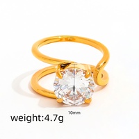 Fenny 18 Karat vergoldet Großhandel wasserdicht & No Fade Fashion Chunky große Zirkonia Öffnung Edelstahl Ring für Frauen